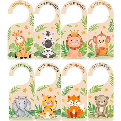 Baby Clothes Organizer - 8 Colorful Zoo Friends Baby Closet Dividers, Size Sorting Magic for Your Little One's Wardrobe