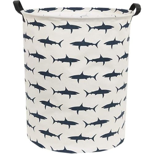Kids Laundry Hamper,Canvas Shark Hamper Collapsible Boys Storage Baskets for Boys Room Decor,Nursery Hamper,Toy Organizer,(Shark)