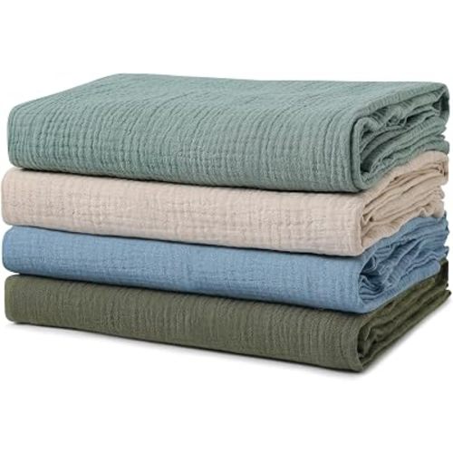 GLLQUEN BABY Muslin Swaddle Blankets for Boys and Girls, 4-Pack Baby Blankets for Girl Boy, Newborn Receiving Blanket, Baby Swaddle Blanket Unisex, Baby Essentials, Registry & Gift, 40 x 38 inches