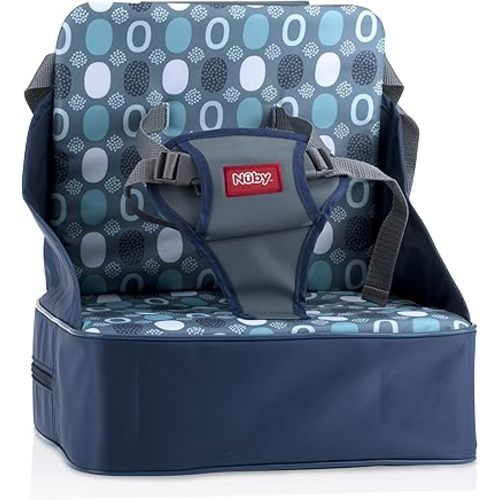 Nuby Easy Go Booster Seat - Travel Booster Seat for Babies and Toddlers - Holds Up To 50 Pounds - 9+ Months - Blue