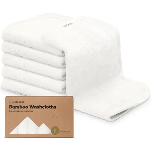 KeaBabies 6-Pack Organic Baby Washcloths – Soft Baby Washcloth