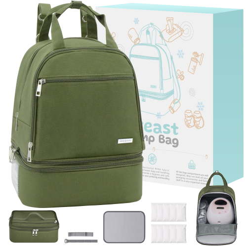 Dersuewe Spectra Breast Pump Backpack, Milk Storage Case for Working Moms, Compatible with S1, S2, Green