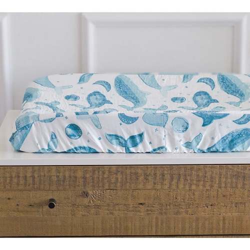 Caspian Quilted Change Pad Cover (Whale) - Crane Baby | Maisonette
