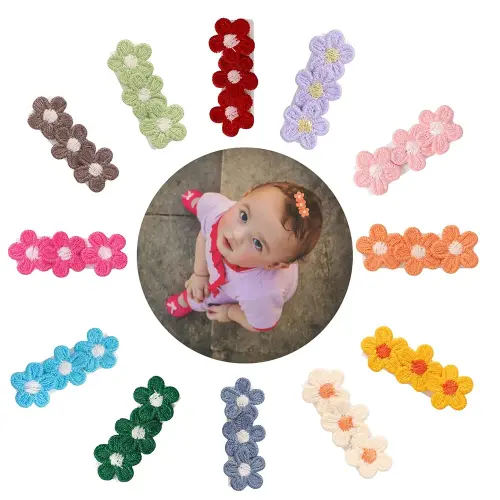 Baby Hair Clips -12Pcs Flower Hair Barrettes for Baby Girls Fully Lined Wrapped by Soft Fabric Cloth Little Hair Clips for Toddlers Girls Infants Kids