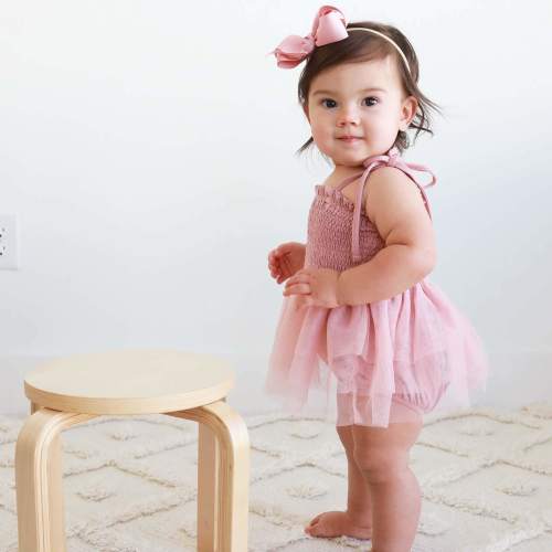 Smocked Tutu Bodysuit | Mauve