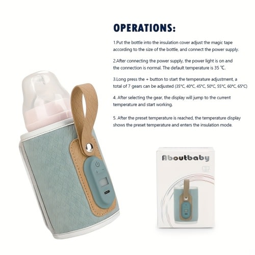 Heated Baby Bottle Cooler Bag USB Travel Milk Food Heating Thermostat Portable Baby Bottle Warmer Bottle Bag
