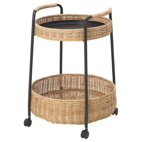 LUBBAN Serving cart with storage - rattan/anthracite