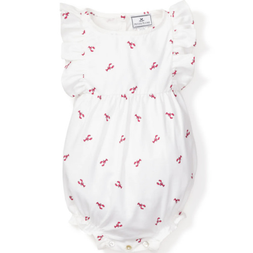 Baby's Twill Ruffled Romper in Brixham Lobsters