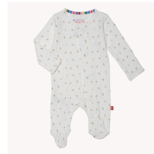 floral organic cotton pointelle magnetic parent favorite footie – Magnetic Me
