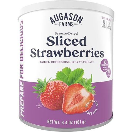Augason Farms Freeze Dried Sliced Strawberries Can, Emergency Food Supply, Everyday Meals, 18 Servings
