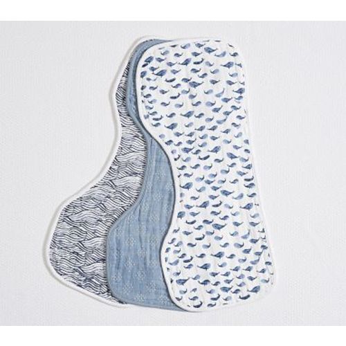 Jack Organic Muslin Burp Cloth Set Of 3, Navy Multi