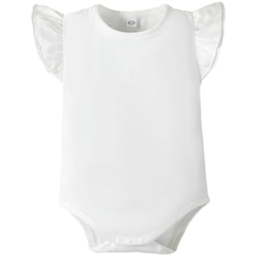 LYSMuch Baby Girls Ruffle Sleeves Bodysuit Infant Solid Color Top Jumpsuit