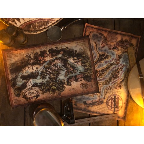 Jungle Cruise Navigation Maps - West Coast and East Coast Versions - Rolled Canvas