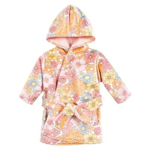 Hudson Baby Girls Mink With Faux Fur Lining Pool And Beach Robe Cover-ups, Peace Love Flowers, 6-12 Months