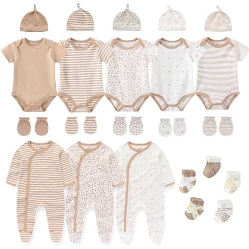 New Born Clothes Boy Girl Layette Set Cotton Outfits and Accessories 0-12 Months, 23-pack