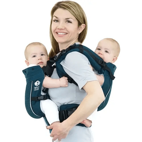 TwinGo Carrier - Air Model - Modern Teal - Great for All Seasons - Breathable Mesh - Fully Adjustable Tandem or 2 Single Baby Carrier for Men, Woman XS-XXL - Twins and Babies 10-45 lbs