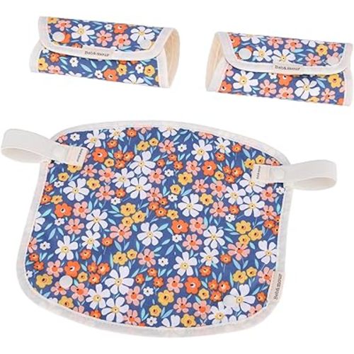 Bebamour Drool and Teething Reversible Cotton Pad for All Carry Positions Baby Carrier White Drool Bib for Boys & Girls(Red Flower)