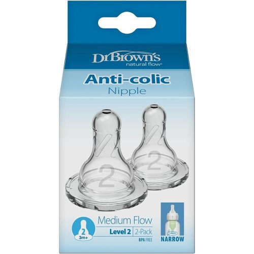 Dr. Brown's Dr Brown Natural Flow Level 2 Narrow Nipple Set of 2 (3M+) Clear