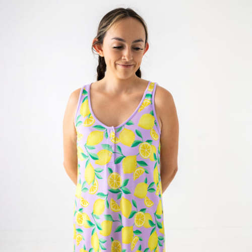 Lavender Sunny Citrus Women's Sleeveless Nightgown