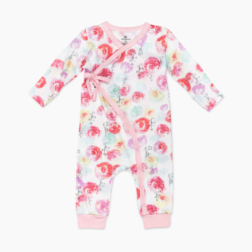 Honest Baby Clothing Organic Cotton Side Tie Coverall - Rose Blossom, Newborn