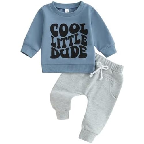 Toddler Baby Boy Sweatshirt Clothes Letter Print Long Sleeve Top+Solid Jogger Pants Fall Winter Casual Outfits Set
