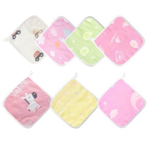 Viaky 7 Pack Baby Muslin Burp Cloths, 6 Layer Baby Washcloths for Baby Girls, Organic Soft Absorbent Newborn Essentials Baby Gifts, Unisex Gender Neutral, for Toddler Shower Bathing Feeding 7 Color