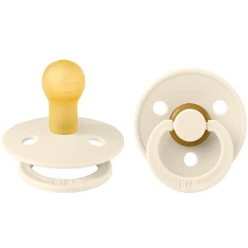 BIBS Pacifiers | Natural Rubber Baby Pacifier | Set of 2 BPA-Free Soothers | Made in Denmark | Ivory | Size 0-6 Months