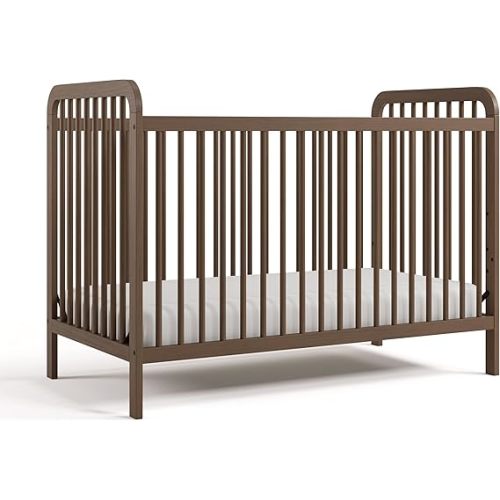 Storkcraft Pasadena 3-in-1 Convertible Crib – GREENGUARD Gold Certified, 100% Solid Wood, Fits Standard Crib Mattress, Converts to Toddler Bed and Daybed, 4 Mattress Heights (Hazelnut)