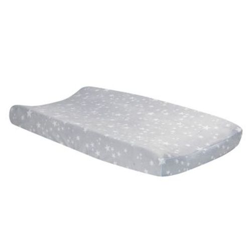 Lambs & Ivy Milky Way Gray/white Stars Minky Baby Changing Pad Cover