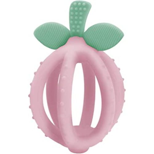 Itzy Ritzy Teething Ball & Training Toothbrush - Silicone, BPA-Free Bitzy Biter Lemon-Shaped Teething Ball Featuring Multiple Textures to Soothe gums & an Easy-To-Hold Design, Pink Lemonade