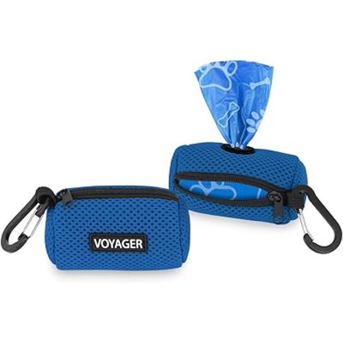 Best Pet Supplies 2-Pack Dog Poop Bag Holder Leash Attachment, Color, Reusable Mesh Dispenser Pouch for Travel, Walking, Park, and Outdoor Use, Soft and Durable with Clip-On - Mesh Royal Blue