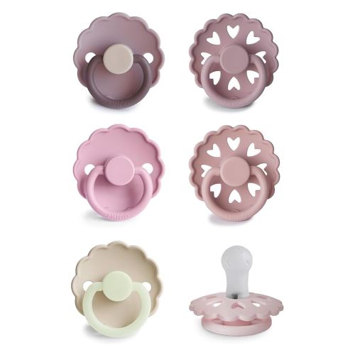 FRIGG SilkySoft Silicone Baby Pacifier 6-Pack Blooming Love | Made in Denmark | BPA-Free (0-6 Months)