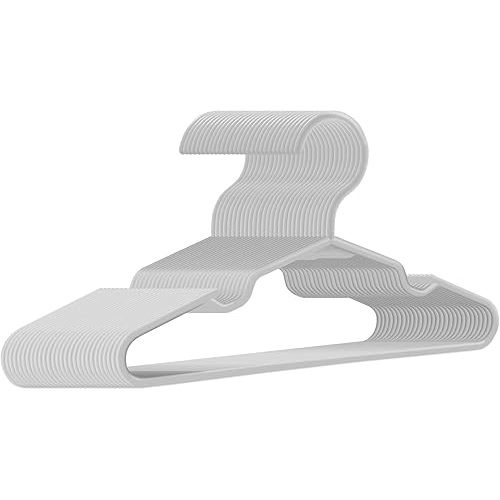 Baby Hangers for Closet 100 Pack Light Gray Plastic Kids Children's Clothes Hangers Non-Slip (Light Gray, 100)
