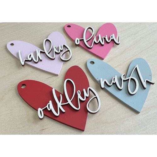 Valentine's Day Name Tags / Wooden Heart Name Tags / Wooden Name Labels / Wooden Gift Labels / Valentine Gifts / Heart Tag / Basket Marker