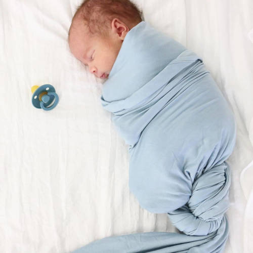 Solid Light Dusty Blue Bamboo Knit Swaddle Blanket