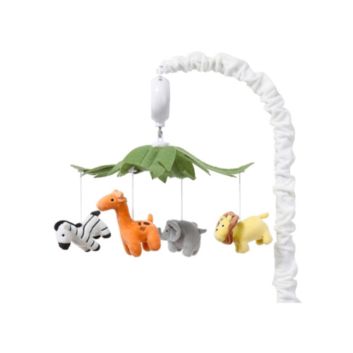 The Peanutshell Crib Mobile for Boys or Girls - White Musical Baby Crib Mobile with 12 Lullabies, Jungle Animal, Baby Safari Animals Nursery Decor