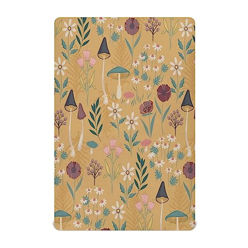 FUGIDOG Mushroom Crib Sheet for Boys Girls Soft Breathable Unisex Jersey Fitted Crib Sheet Baby Sheet for Standard Crib and Toddler Bed Mattress, 28 x 52 inch