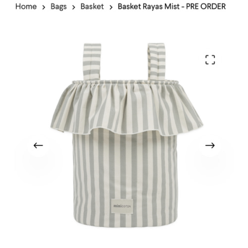 Stroller Basket Attachment- Basket Rayas Mist - Minicoton