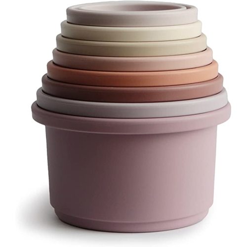 mushie Stacking Cups Toy 8pcs | Made in Denmark (Petal)