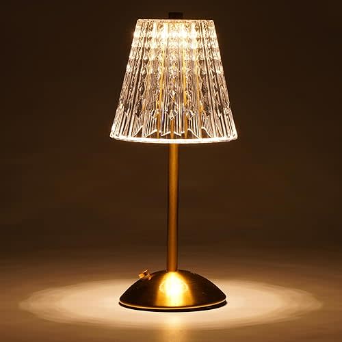 Cordless Lamp,Touch Lamp 3 Colors,Portable LED Lamp,Rechargeable Small Lamp,Battery Operated Lamp for Bedroom Living Room Restaurant Outdoor Indoor(Gold)