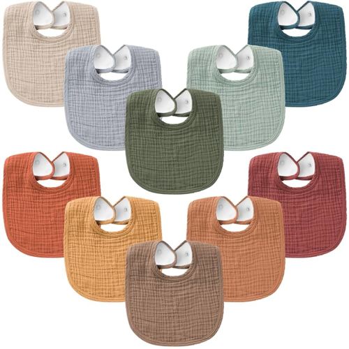 Konssy 10-Pack Muslin Baby Bibs