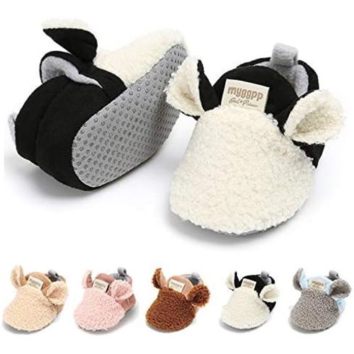 LAFEGEN Baby Booties for Boys Girls with Soft Lining Non Slip Gripper Newborn Infant Slipper Socks Toddler First Walker Crib Shoes 0-18 Months