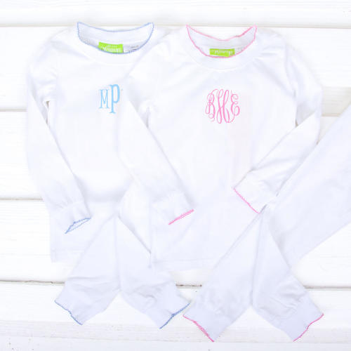 Solid White with Color Trim Pajamas