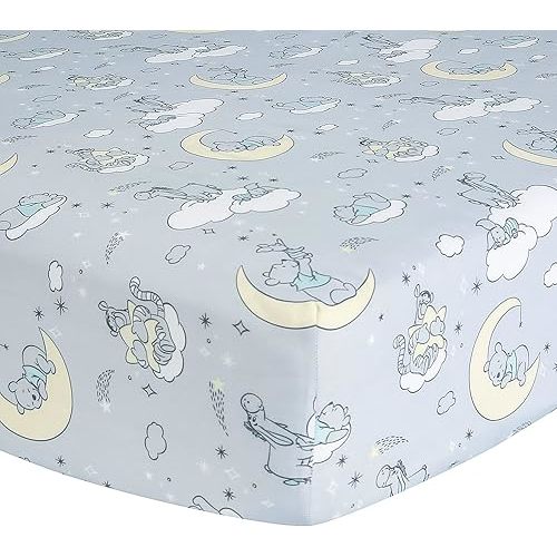 Lambs & Ivy Disney Baby Cozy Friends Winnie The Pooh Gray Fitted Crib Sheet