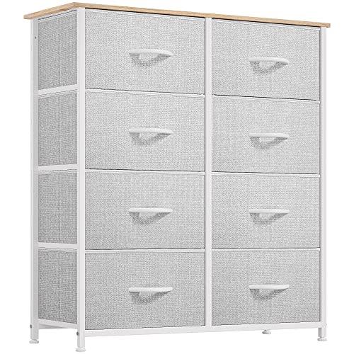 YITAHOME Dresser for Bedroom, Fabric Dresser with 8 Drawers, Tall Dresser with Fabric Bins, Storage Tower Unit, Chest of Drawers for Living Room, Hallway, Closets