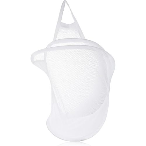 Over the Door Hamper, Small Hanging Laundry Mesh Bag Wall Mounted Mini Folding Bags for House Use Travel Portable(White, Polyester)