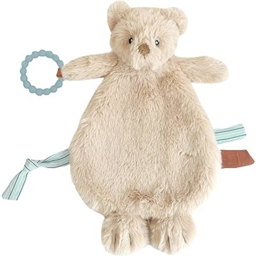 MON AMI Baldwin Bear Teether Lovey, 12-Inch Baby Security Blanket Gift