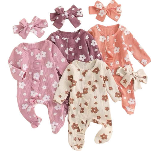2pcs Floral Onesie Set