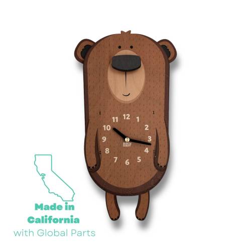 Bear Pendulum Clock - Woodland Nursery Decor, Kids Clock, Woodland Animals, Kids Room Decor, Childrens Clock , Kids Analog Clock