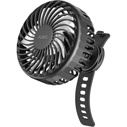 A2C Rechargeable Fan for Peloton Bike & Exercise Bike - 4000mAh Portable Fan with Adjustable Strap, 3 Speed Settings, 360° Rotation - Fits 0.5-1.5" Handlebars for Treadmill, Stroller, Golf Cart, Gym